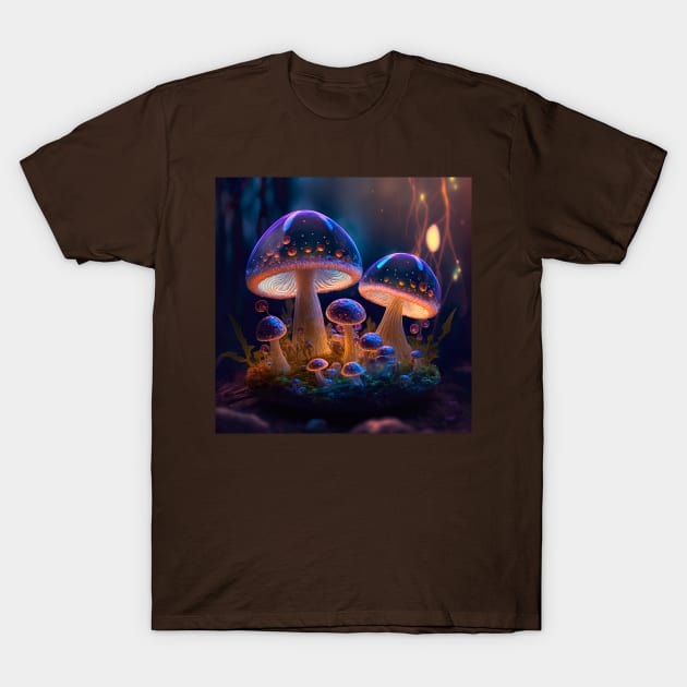 Psychedelic Glowing Mushrooms T-Shirt by UmagineArts